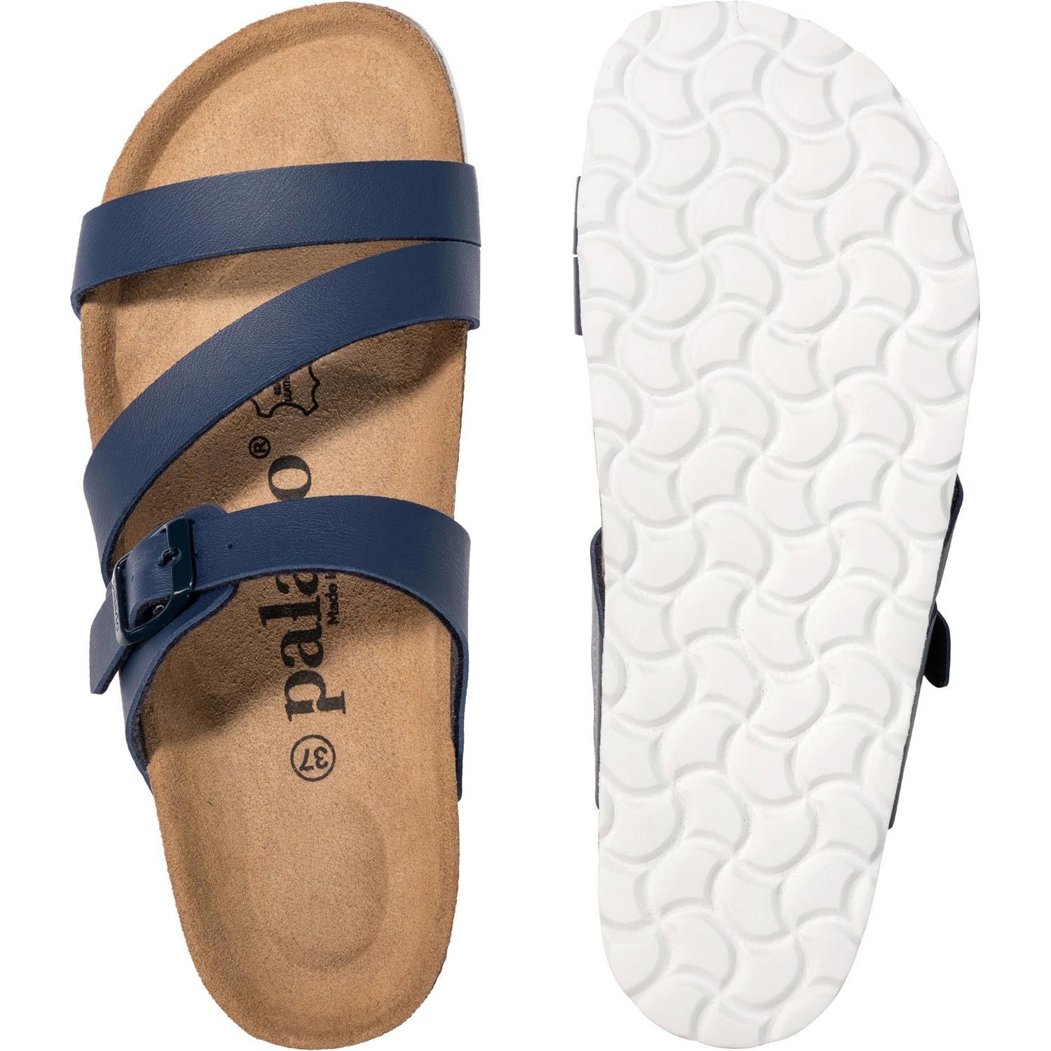 Palado Damen Pantoletten Ikaria – bequeme Sandalen Made in Spain - Hausschuhe mit dämpfendem Kork-Fußbett - modische Sommerschuhe