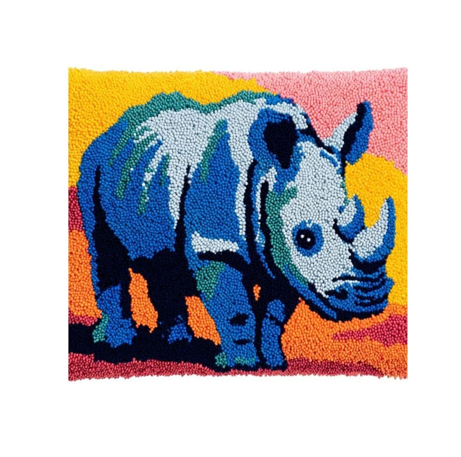Wallustrioaw Animal Rhinoceros Latch Hook Pillow Kits Pillow Cover,