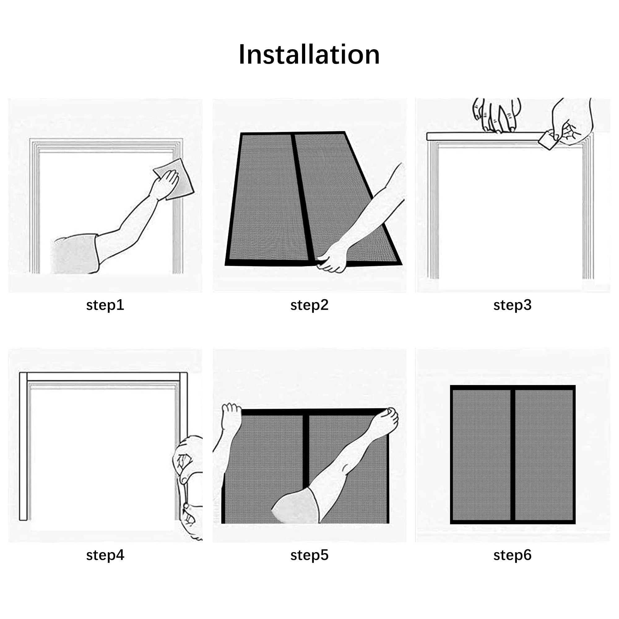 Zanzariera Magnetica Porta Finestra 152 x 242 cm Tenda a Mosca Magnetica Traspirante Anti Insetti per Tutti Terrazza Porte e Finestre, Bianco