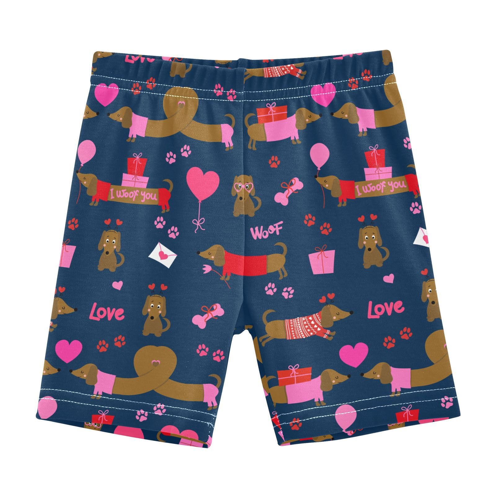 JHKKU Girls Dachshunds Heart Shorts Cotton Cartwheel Bike Kids Biker Under Dress Dance Short Girl Clothes 10Y