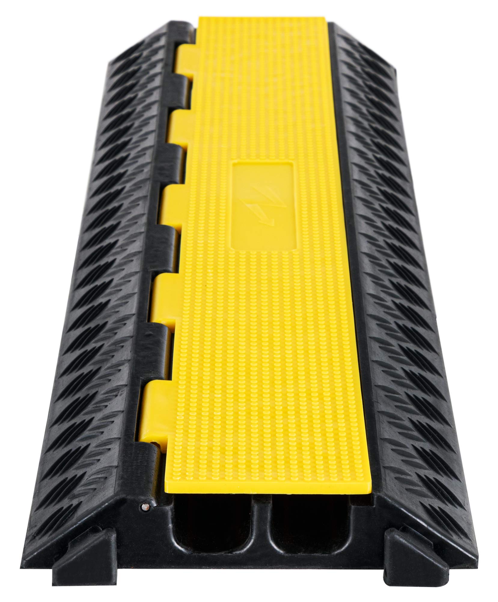 Pronomic Protector 2-100L V3 Kabelbrücke 2-Kanal mit V-Steckverbindung - 100 x 25 x 5 cm - Kabelkanal aus Kunststoff für Veranstaltungen - Kabel Überfahrschutz für Boden - Schwarz/Gelb