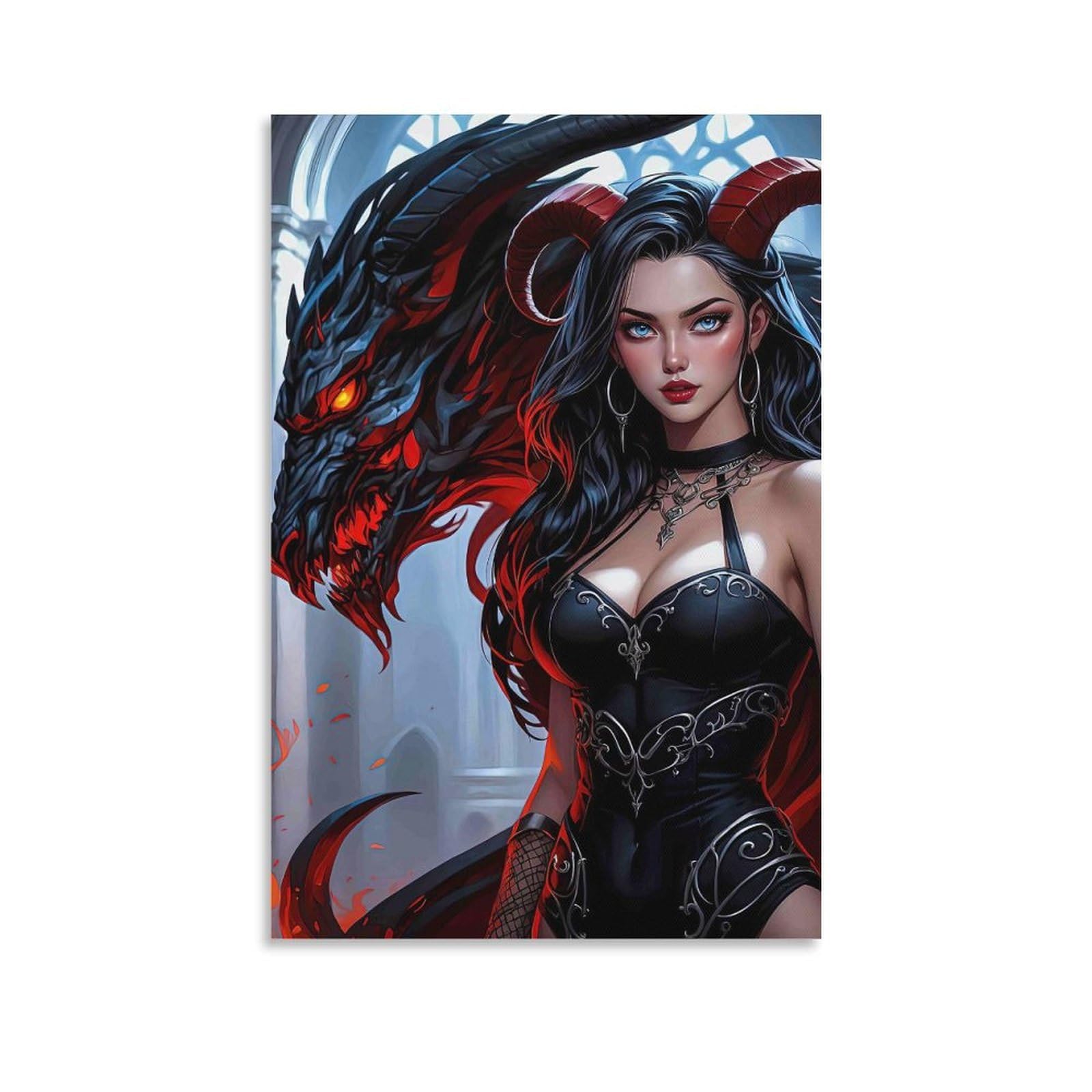 DHBANEIOK Demon Queen Fantasy Wall Decor Poster Canvas Prints Picture Modern Wall Art Picture Wall Hanging for Office Gym Living Room Decor 20x30inch(50x75cm)