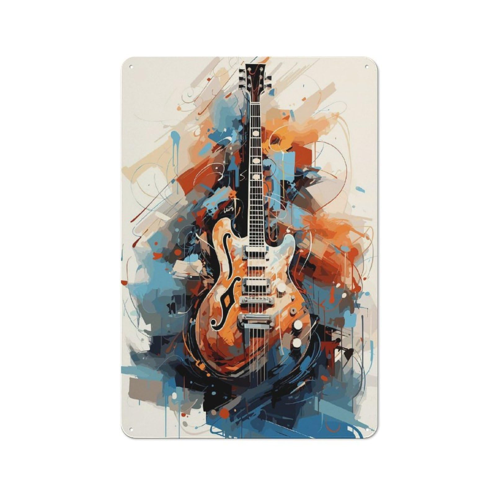 Junmoney Strumming Serenity Guitar Garage Metal Sign 30X20cm, Retro Workshop Wall Decor For Tool Room, Garage, Studio Or Home Bar