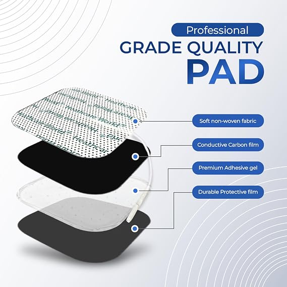 TENS Machine Electrode Pad Joint,Muscle,Back Pain-Relief Self-Adhesive Resuable Replacements 4x4 Perfectly Design for Electrothrepy comaptible with Auvon, Tenscare, TPN, Axion, Healthcareworld
