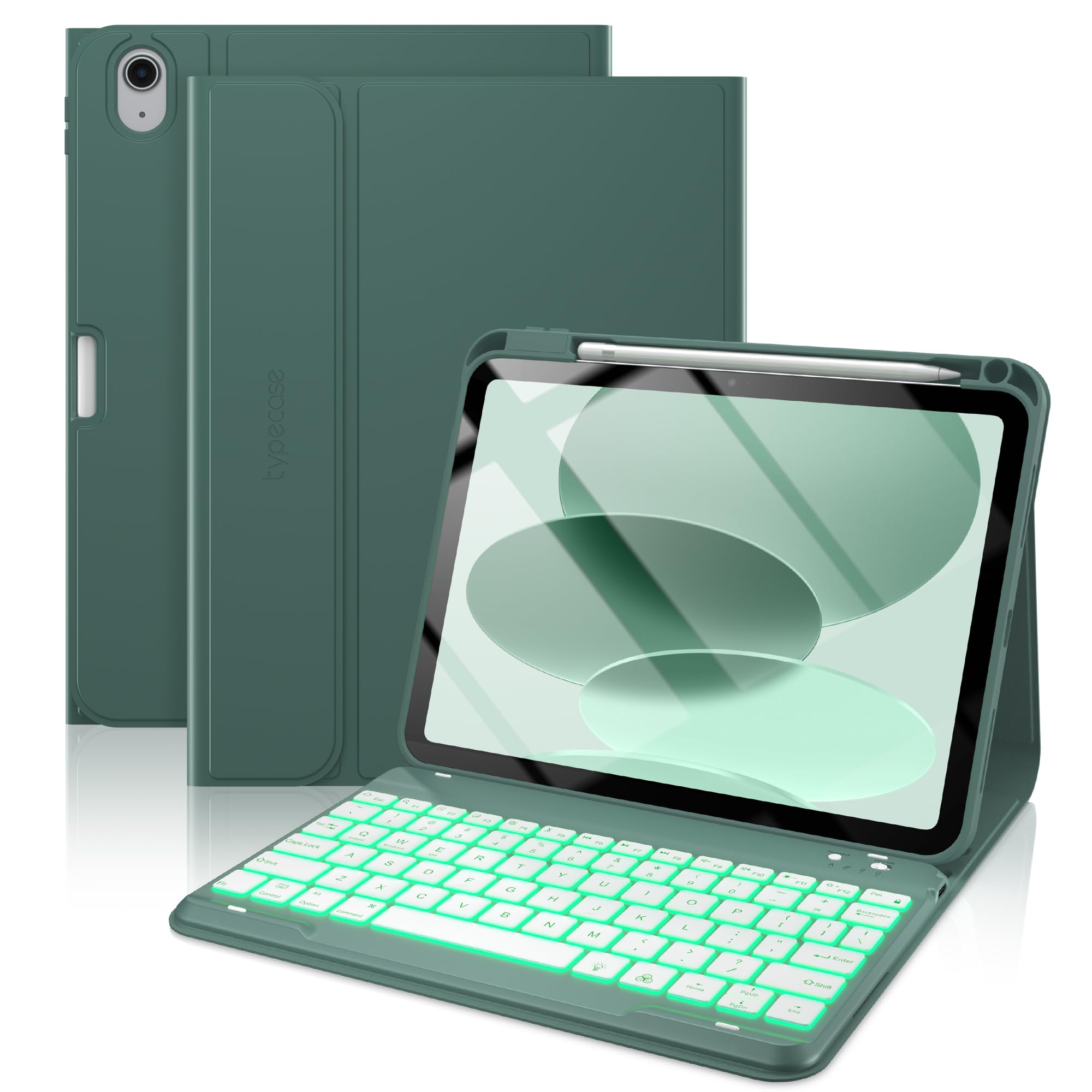 typecase Folio Keyboard Case for iPad 10th Gen 10.9 inch (2022) and iPad 11th (A16, 2025), Magnetic Wireless Detachable Keyboard, 7-Color Backlight,