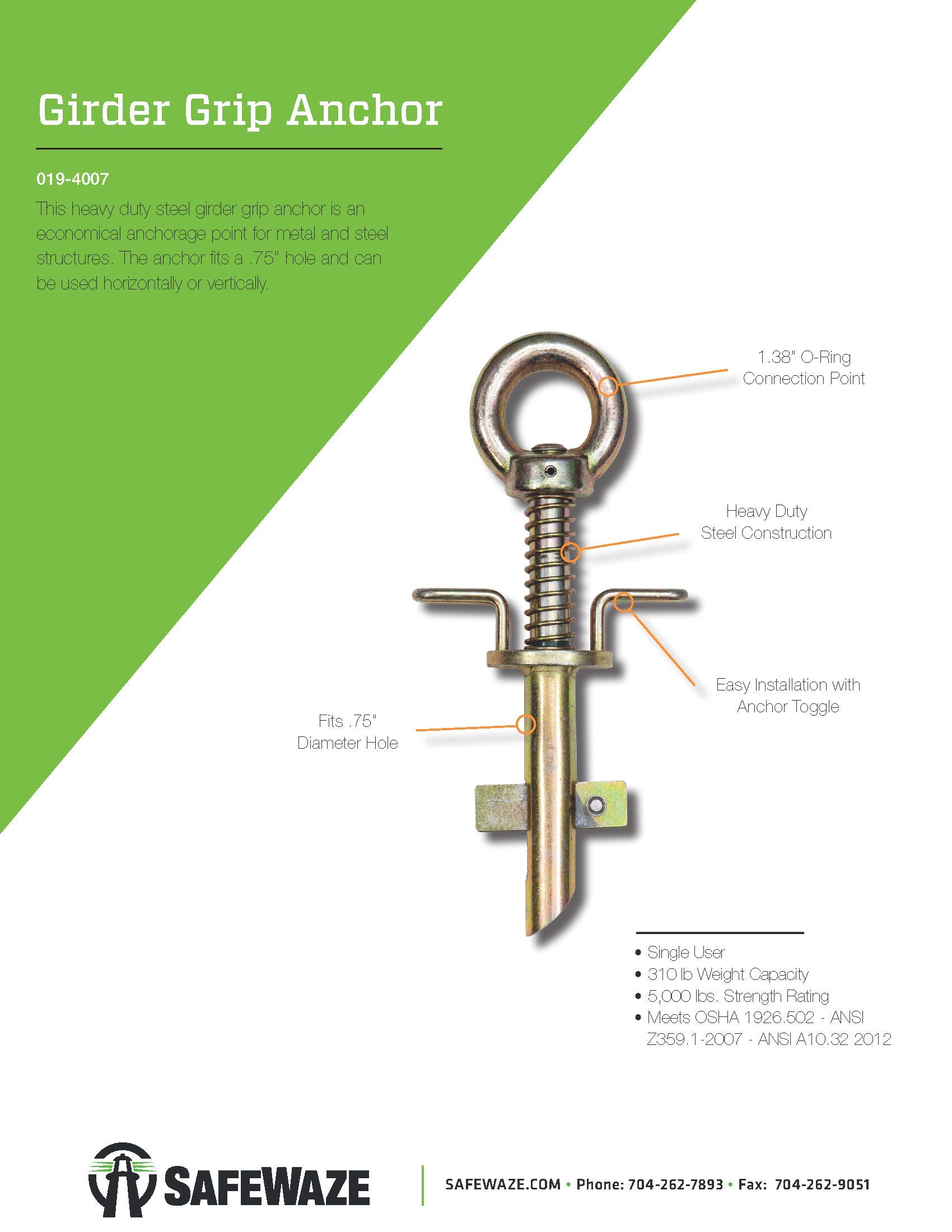 Safewaze 019-4007 Girder Grip Anchor
