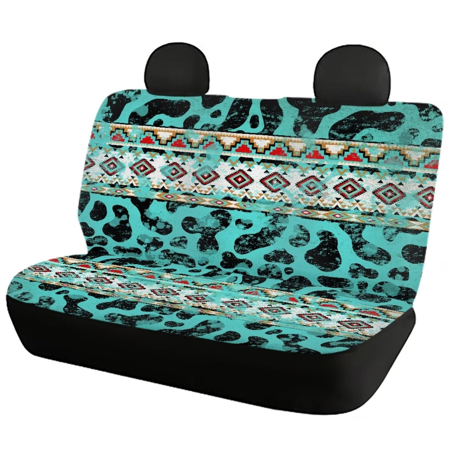 Howilath Western Aztec Tribal Auto Seat Covers Anti-Slip 4 Piece Green Cow Spot Front & Rear Car Seat Covers Interior Accessories Fit SUV Sedan Van