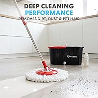 Vista 2 de SIMPLI-Magic Trapeador giratorio de 360° y cubo con escurridor - 3 cabezales lavables de microfibra de alta absorción - Juego de trapeador giratorio