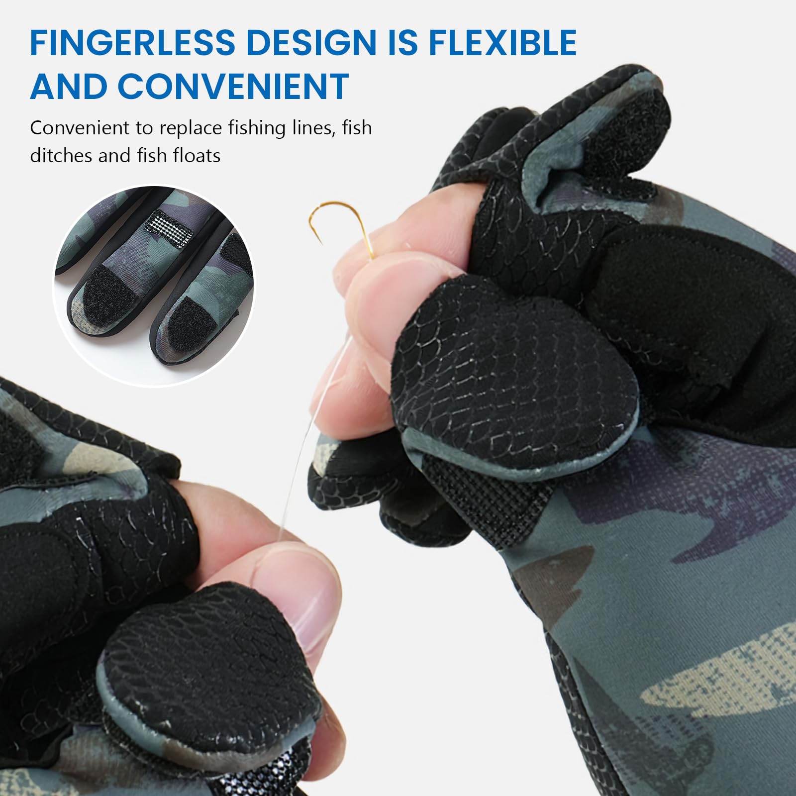 Guantes de pesca de invierno sin dedos para hombres y mujeres, resistentes al viento, para pantalla táctil, cálidos, para motocicleta, ciclismo, fotografía, caza, esquí, conducción