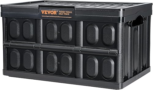 Miniatura 9 de VEVOR Contenedores de almacenamiento plegables de 45 litros con tapas, 3 paquetes, cajas apilables con asas, contenedores plegables grandes para