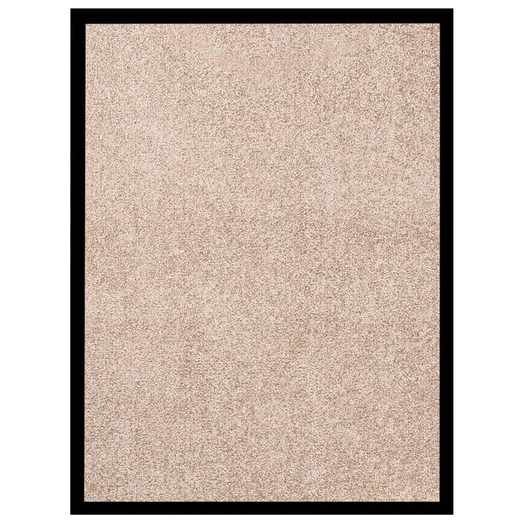 Felpudo beige 60 x 80 cm terciopelo con parte trasera de vinilo antideslizante para entrada, pasillo, terraza, balcón, interior y exterior como protección del suelo y rascador