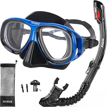 Nearsighted Snorkel Gear, Nearsighted Dry Snorkel Mask Set for Adult Youth, Nearsighted Anti Fog Diving Mask with Detachable Camera Mount & Adjustable Strap for Scuba Diving, Snorkeling, Freediving