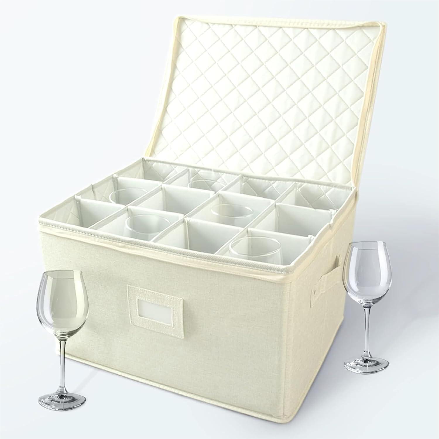 storageLAB Wine Glass Storage Containers, Hard Shell Organizer for Stemware and Glassware Sets, Stackable Wine Glass Storage Box with Dividers for Kitchen and Moving Supplies – 1 Pack, Cream storageLAB Wine Glass Storage Containers, Hard Shell Organizer for Stemware and Glassware Sets, Stackable Wine Glass Storage Box with Dividers for Kitchen and Moving Supplies – 1 Pack, Cream