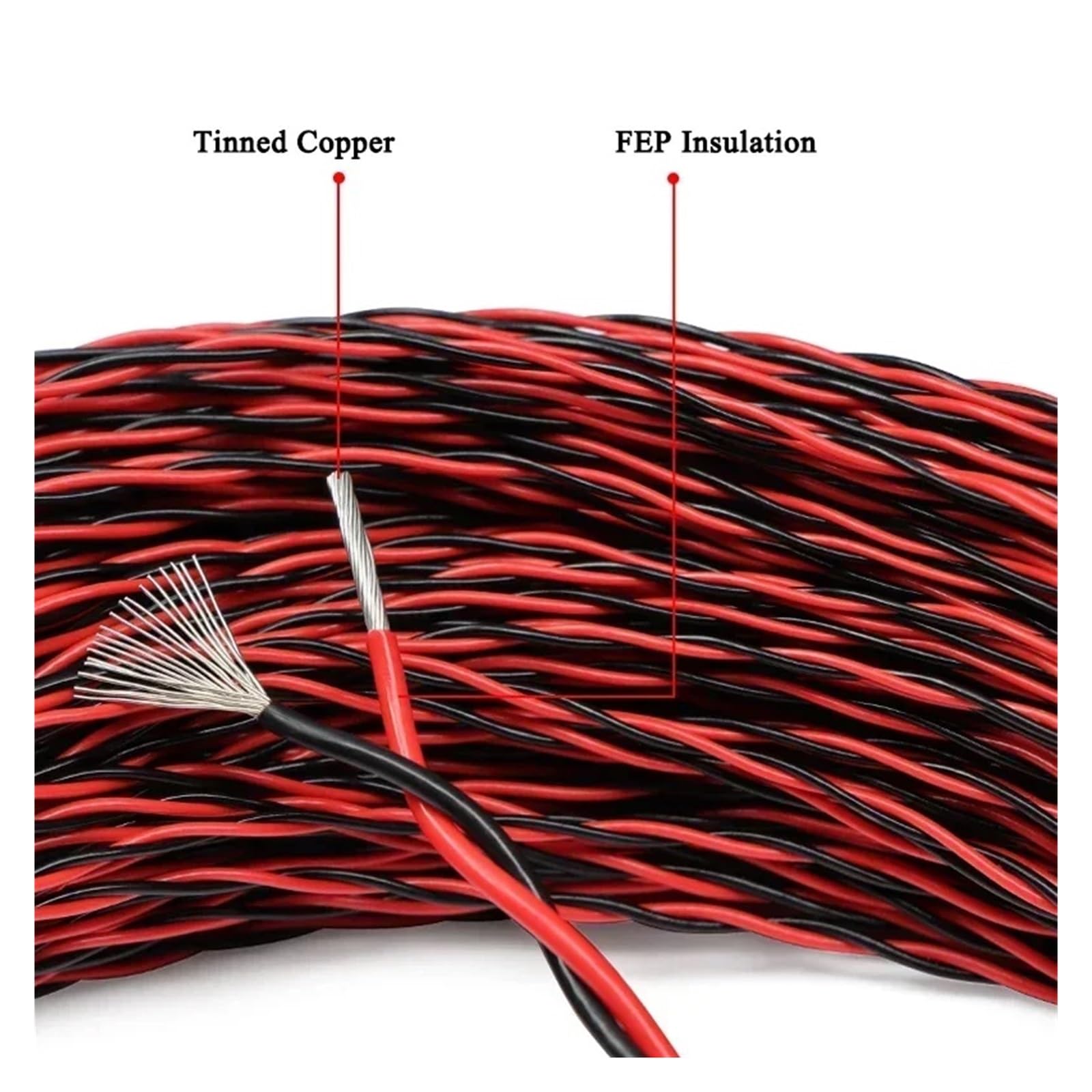 Cable Electrónico De Alta Temperatura, Cobre Estañado, Par Trenzado, 5/8m, AFS200, PTFE, 2 Pines, 26/25/24/22/20/18/17/15/13AWG(Blue White,8m 22AWG)