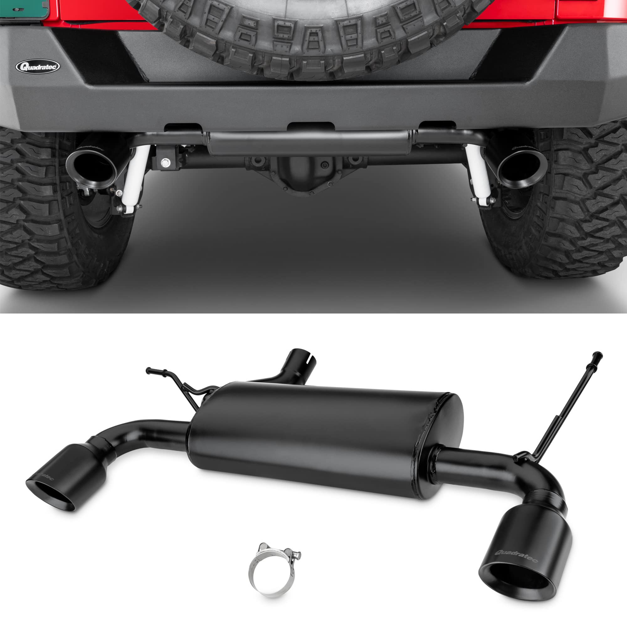 Quadratec Axle Back Dual Outlet Performance Exhaust System - Fits Jeep Wrangler JK 2007-2018 - Offro