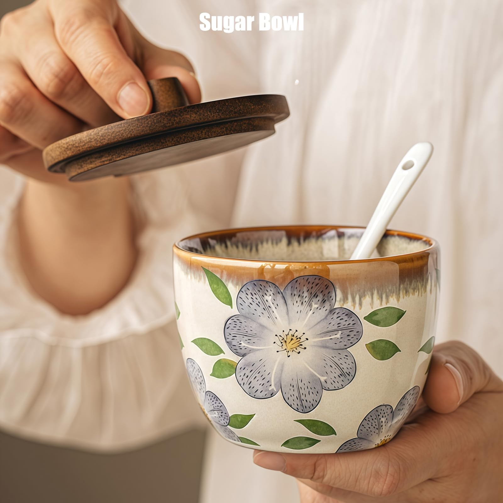 Zuckerdose mit Deckel und Löffel, 3er-Set, Zuckerbehälterhalter für Kaffeebar-Zubehör, Zuckerdose, Zuckerdose, Küchendekoration, Einweihungsgeschenk (Blau-B, 230 ml)
