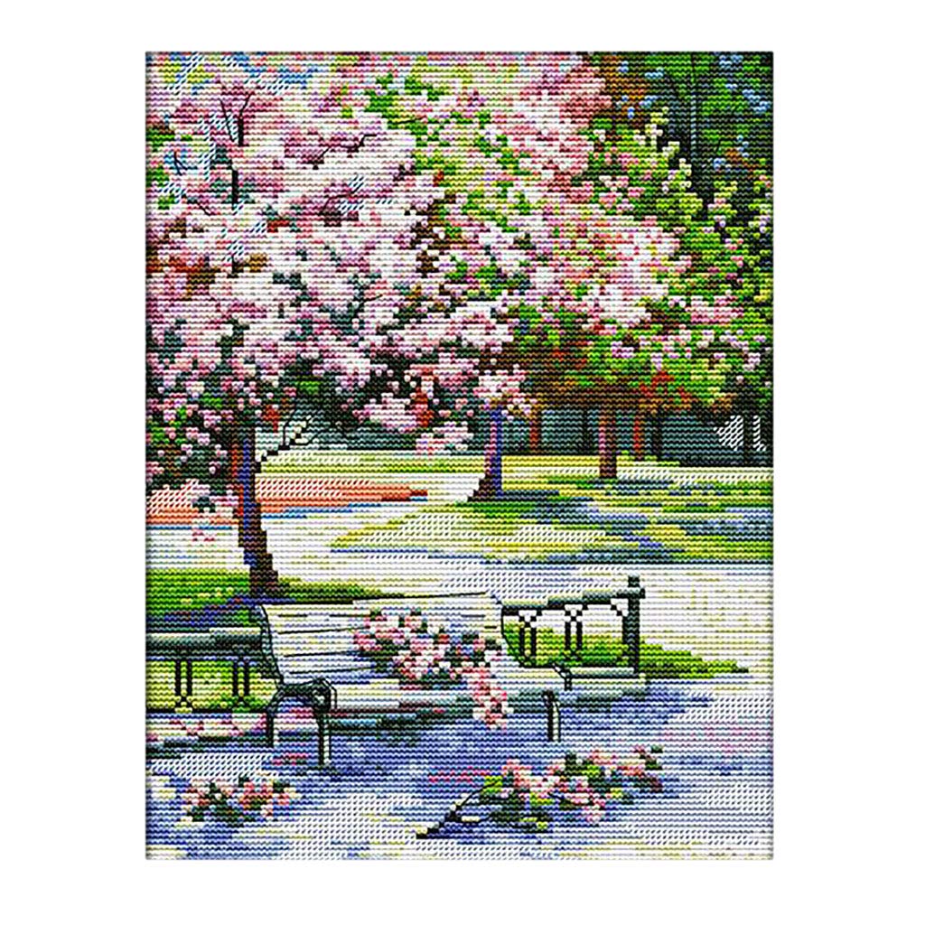 KBOLAE Stamped Embroidery Cross Stitch Kits Beginner Needlecrafts-Spring Scene 11CT