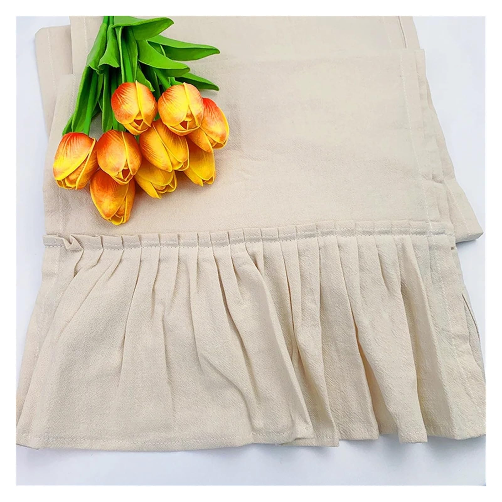 Ruffle Table Runner Cotton Ruffle White Table Runners for Rustic Wedding Decoration Birthday Party Living Room(YELLOW,30X180CM 1pc)