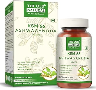 KSM-66 Ashwagandha 600 mg Veg Capsules | Extra Strength Natural Formulation | Support strength & energy | Withania Somnifera Extract - 60 Vegetarian Capsules