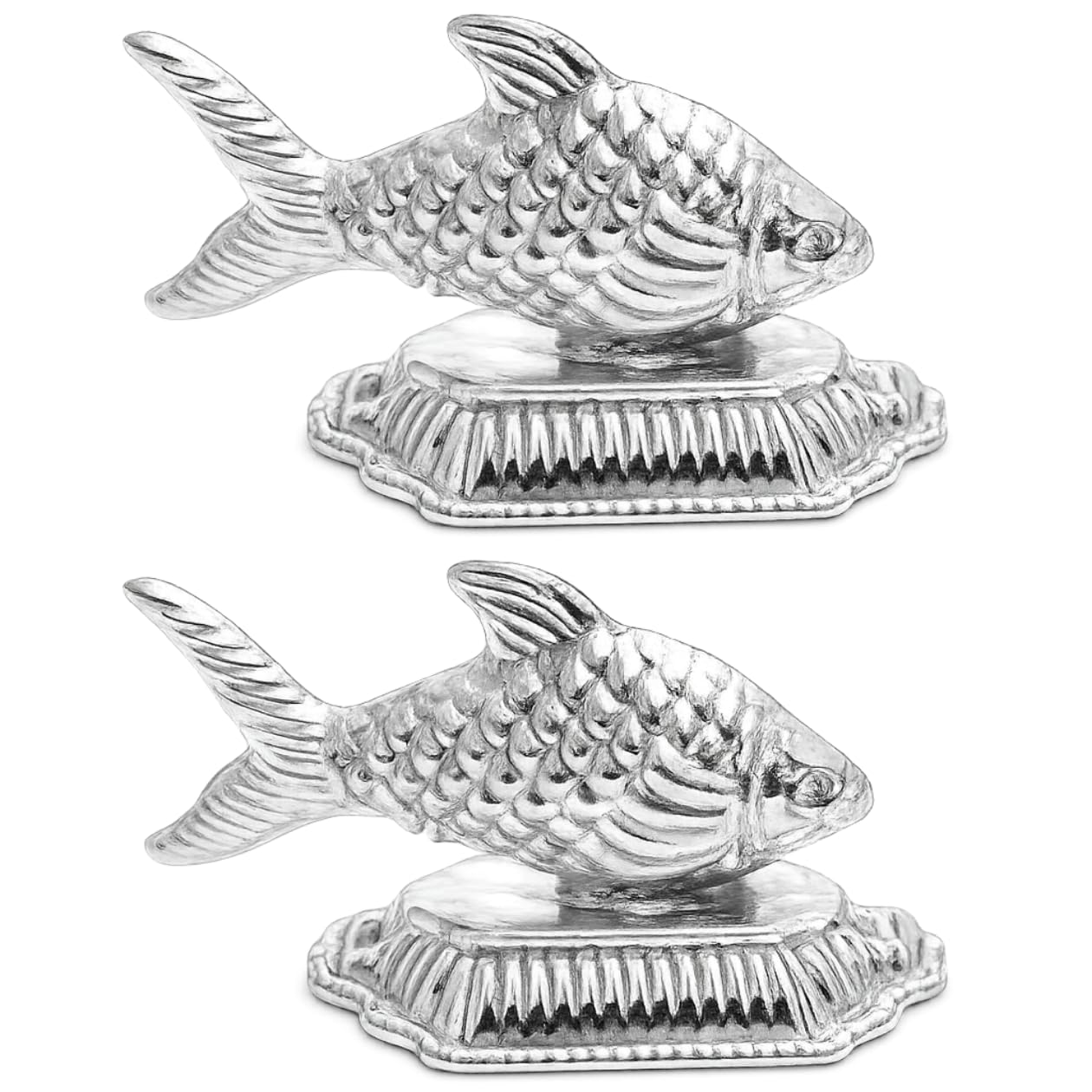 German Silver Fish for Vastu Wealth Small for Wallet Purse Laxmi Pooja and Decoration Puja Machali Chandi ki Machli Machhali 4.5 x 3 cm (2, Rectangular)-image-10