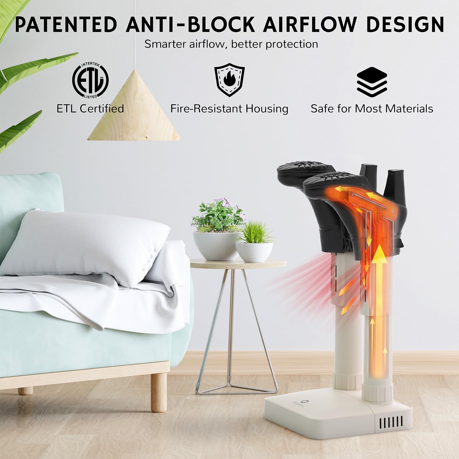 AIRTHEREAL SD36 Asciugacarpe Elettrico, Silenzioso e Senza Ventola