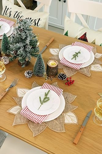Miniatura 4 de Feuille Juego de 4 manteles individuales de Navidad  Manteles individuales de Pascua para mesa redonda de arpillera para vacaciones, manteles