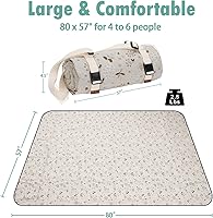 Vista 6 de Manta de picnic grande, alfombra de playa lavable sin arena, mantas de emergencia impermeables para camping, cestas de pícnic, accesorios