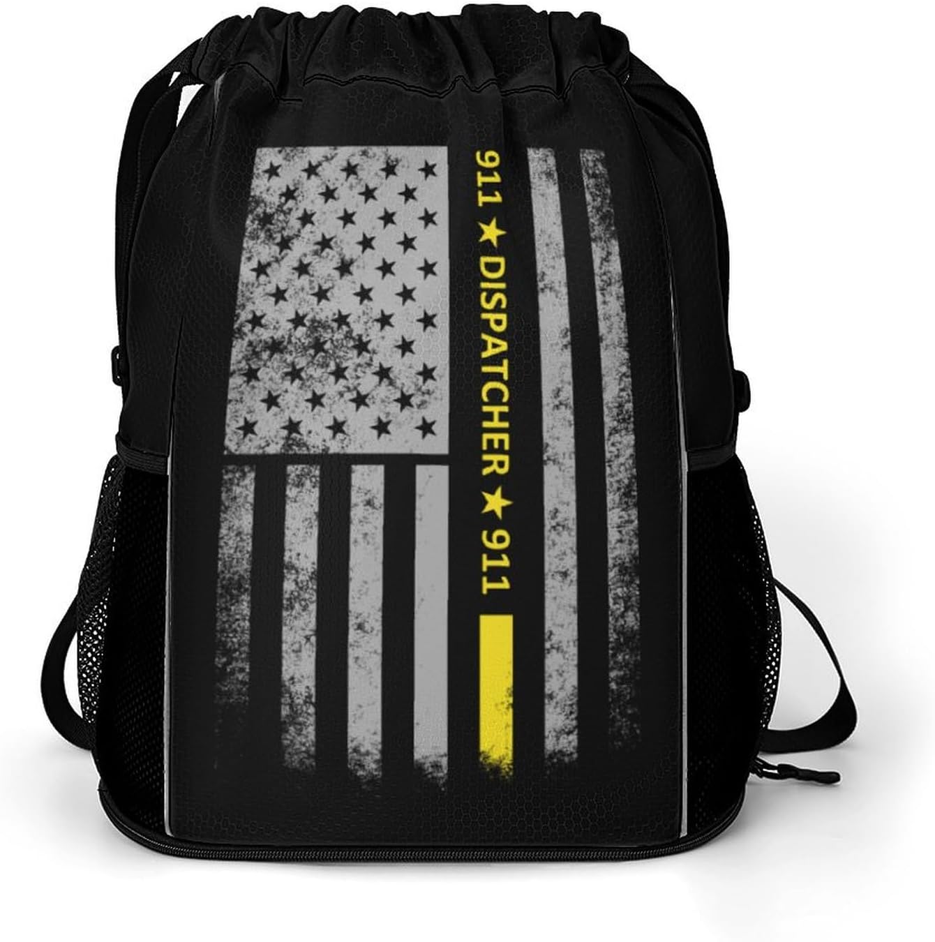911 Dispatcher Thin Gold Line Gym Bag Workout Gym Backpack with Shoe Compartment Sports Bags for Women Men