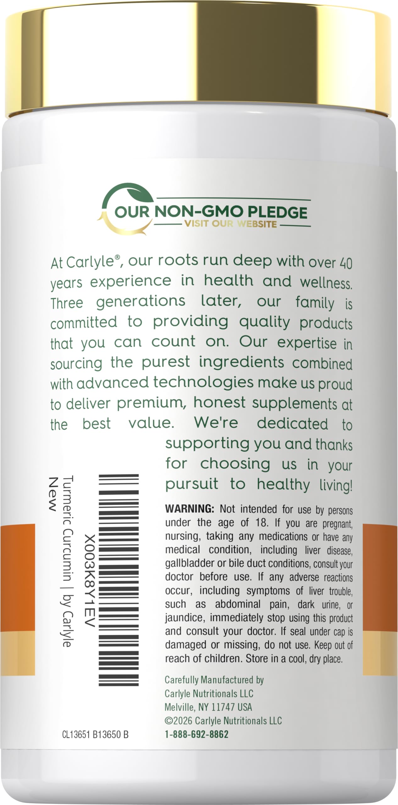 Carlyle Turmeric Curcumin Supplement | 180 Powder Capsules — Amazon image 3
