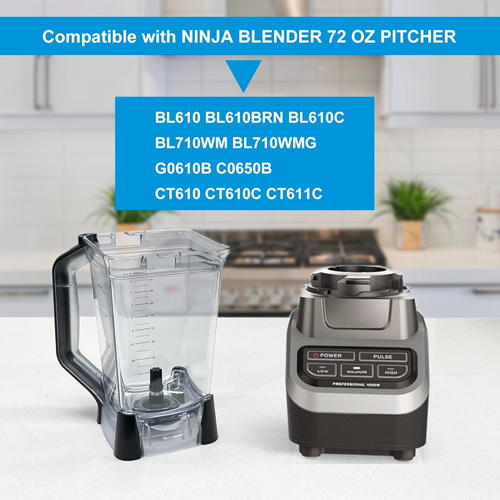 CUTIECLUB Blender Parts for Ninja 72 oz (9 Cups) XL Pitcher