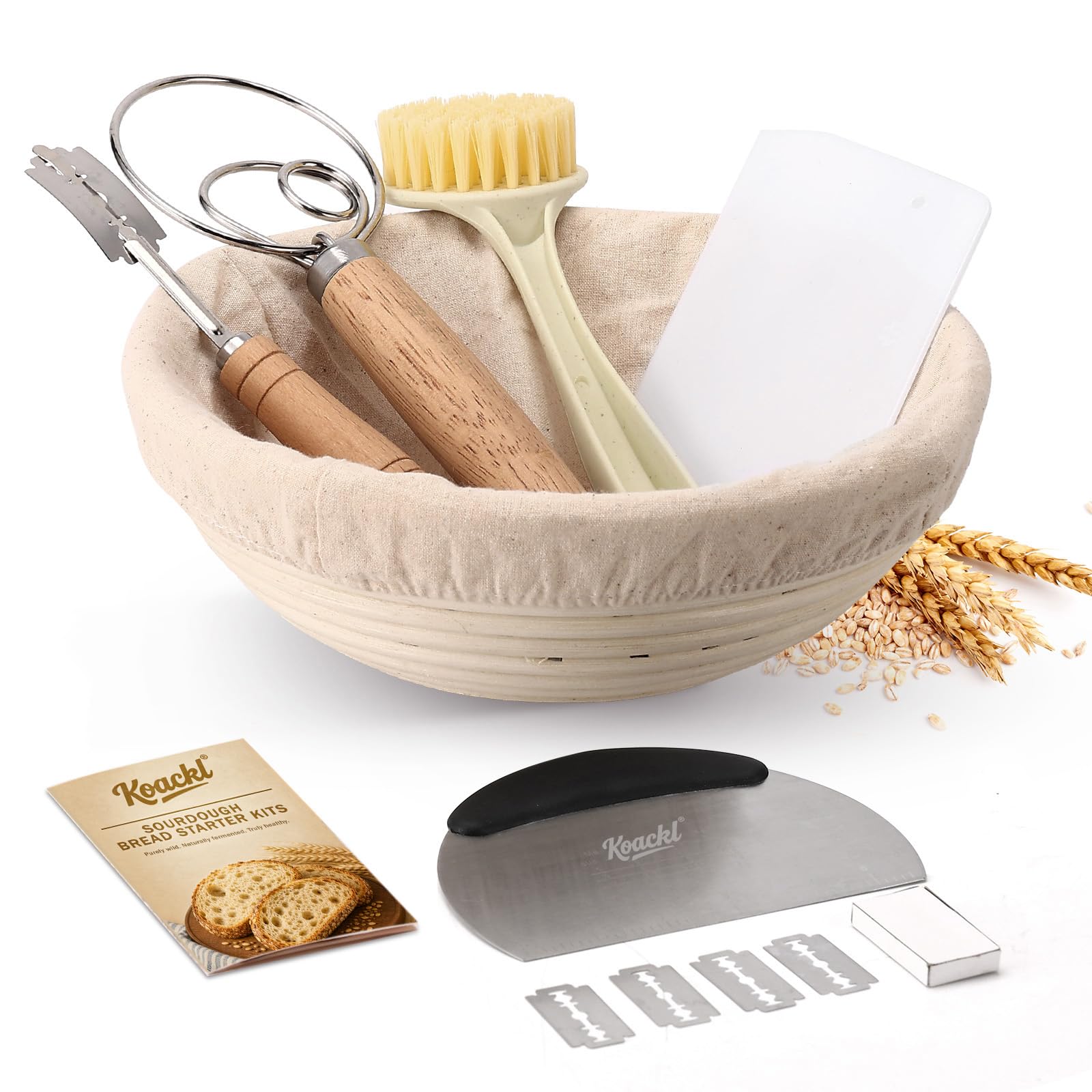 KOACKL Sourdough Bread Starter Kit, 9 Inch Round Sourdough Bread