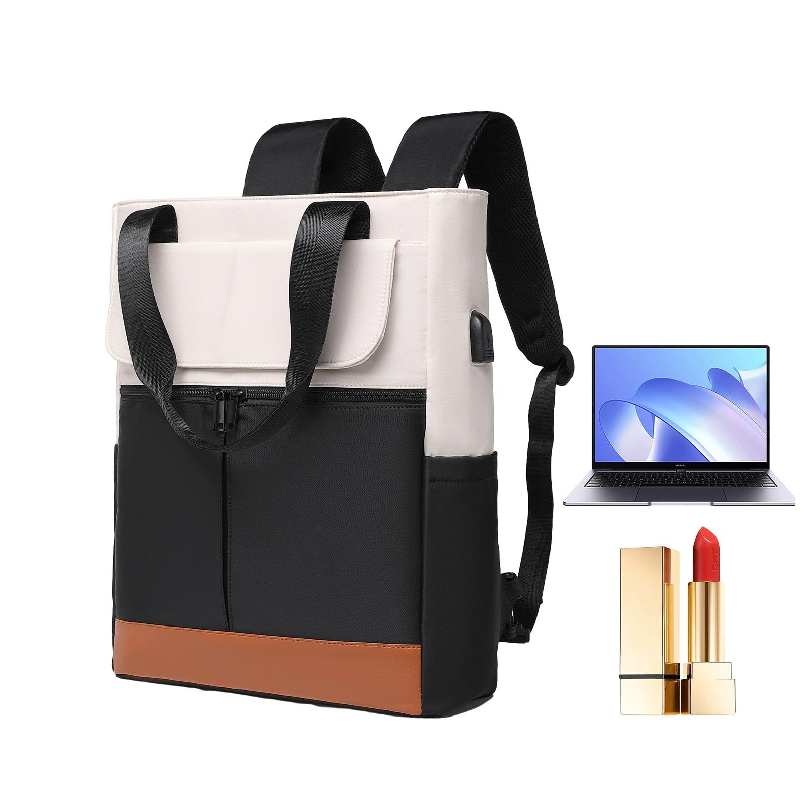 Zaino da viaggio per laptop: zaino casual, borsa a tracolla grande con | porta di ricarica USB | Zaino casual per computer, zaino universitario da viaggio, campeggio all'aperto, nero, Consulte la