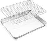 E-far Feuille de cuisson en acier inoxydable avec ensemble de rack en fil, 16” x 12” Plaque de cuisson pour four, grand bac en métal avec sac de refroidissement pour la cuisson Roasting, non-toxic & Lave-vaisselle sans danger