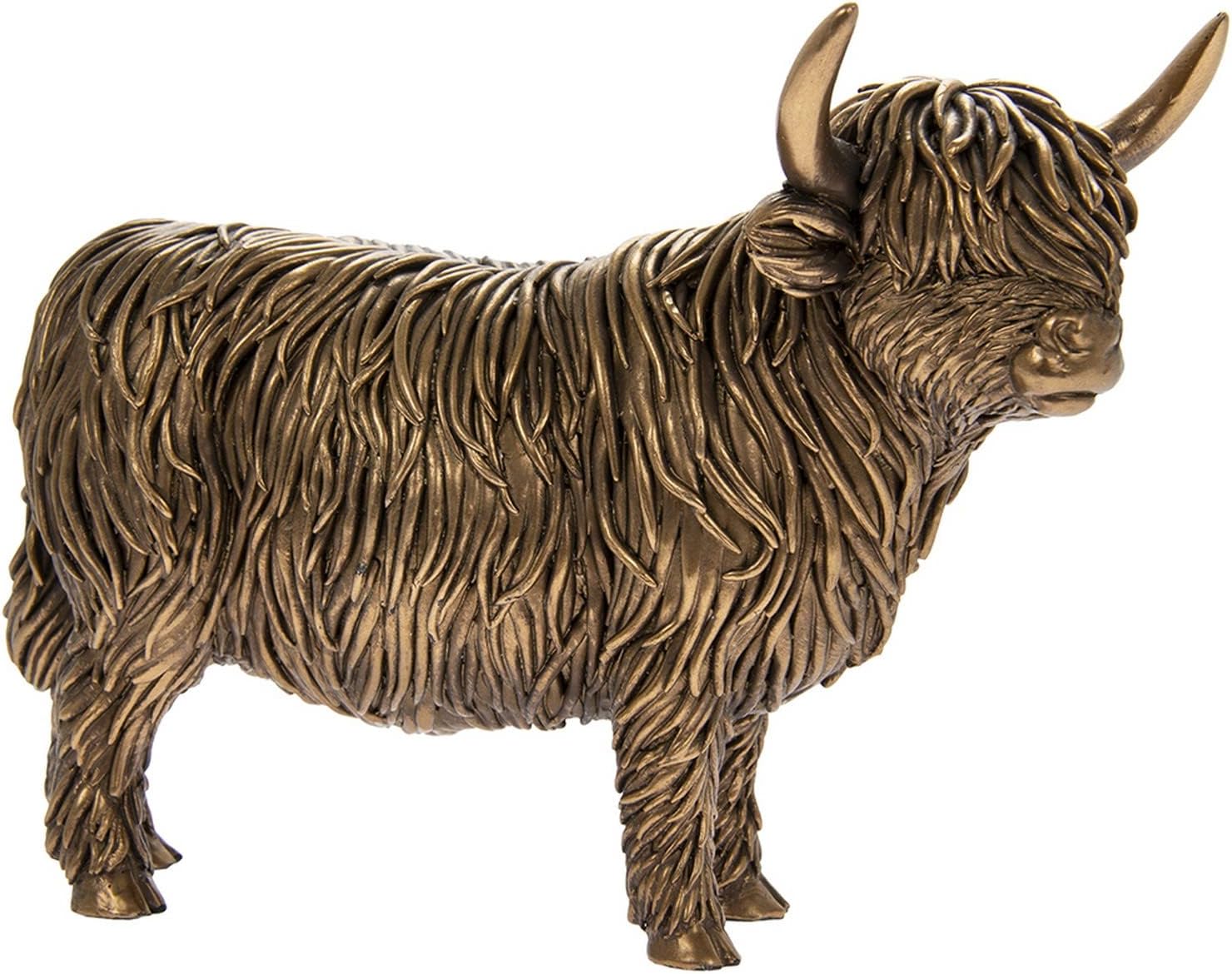 The Leonardo Collection Reflections Bronzed Highland Cow Figurine For Home & Office | Home Decor Ornaments Gift For Women & Men | Beautiful Figurine For Indoor & Outdoor | Living Room Decor Ornaments