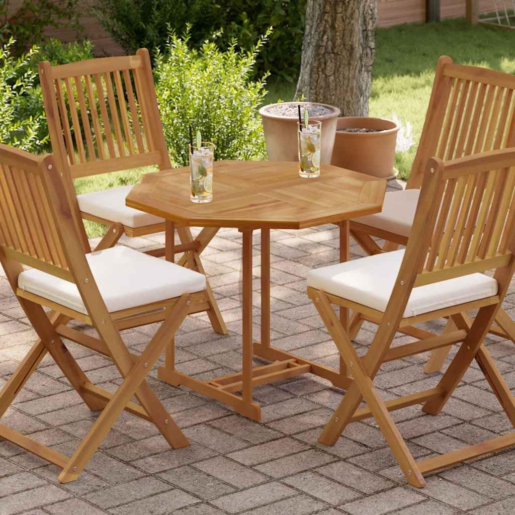 31.5"x31.5"x1" Octagonal Solid Teak Wood Table Top Replacement with Parasol Hole, 1 Piece, Easy-to-Clean Surface for Garden Furniture, Rustic Design, Durable Outdoor Patio