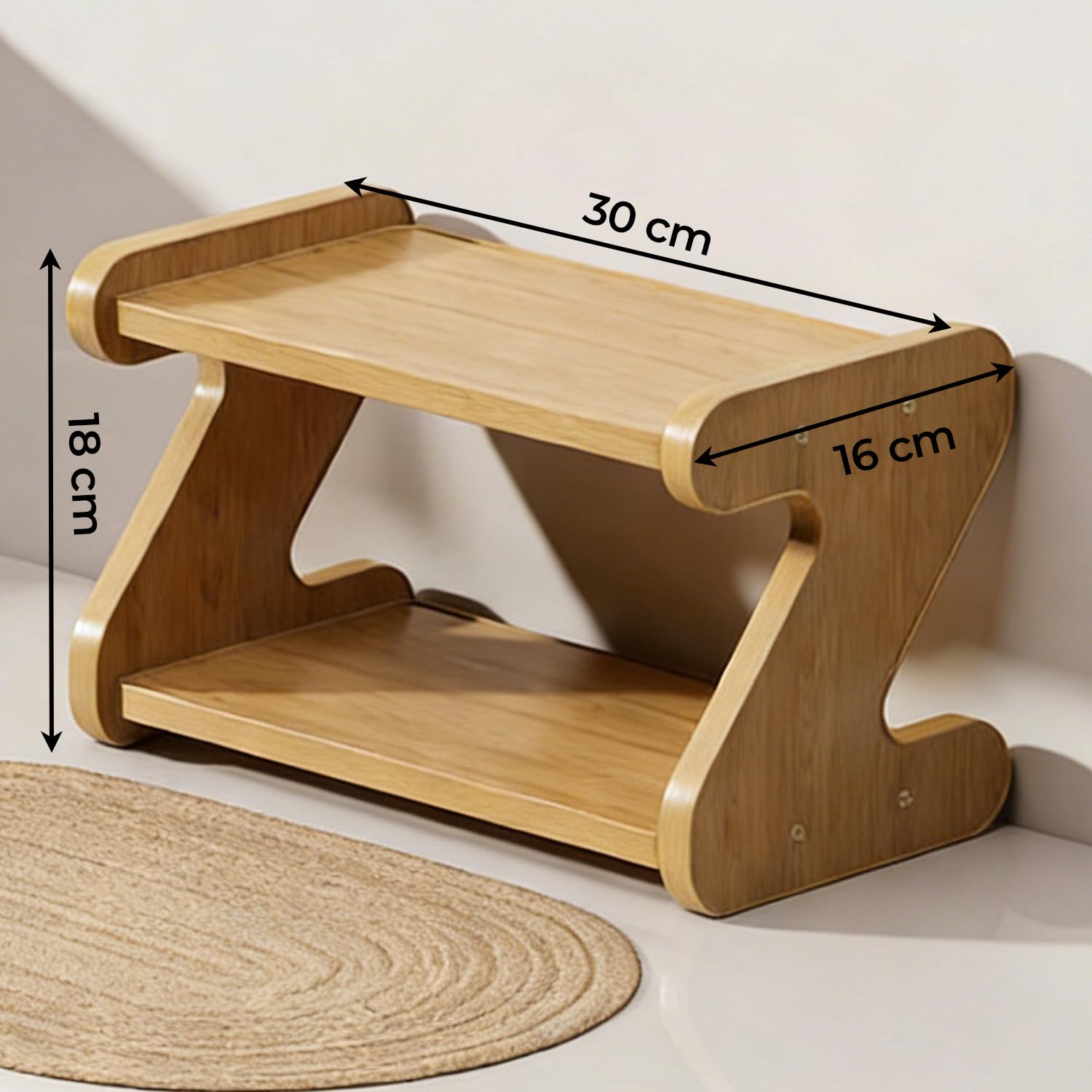 Soporte para Tazas de Café de 2 Niveles Estante de Encimera para Baño Especieros para Cocina Encimera para Estación de Café y Oficina (Color Natural)