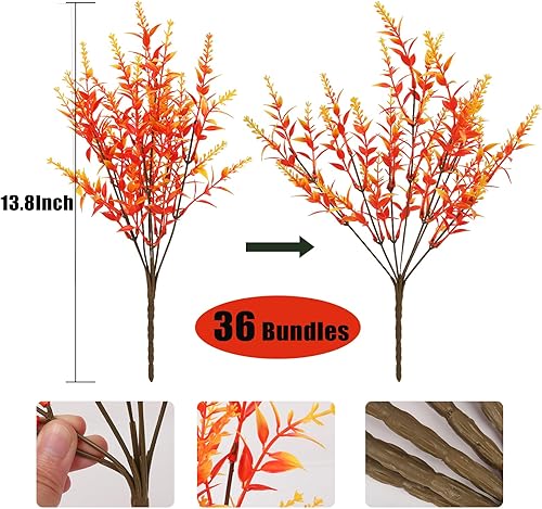 Miniatura 230 de Plantas artificiales para exteriores, resistentes a los rayos ultravioleta, vegetación artificial, 12 ramos de flores de lavanda para macetas