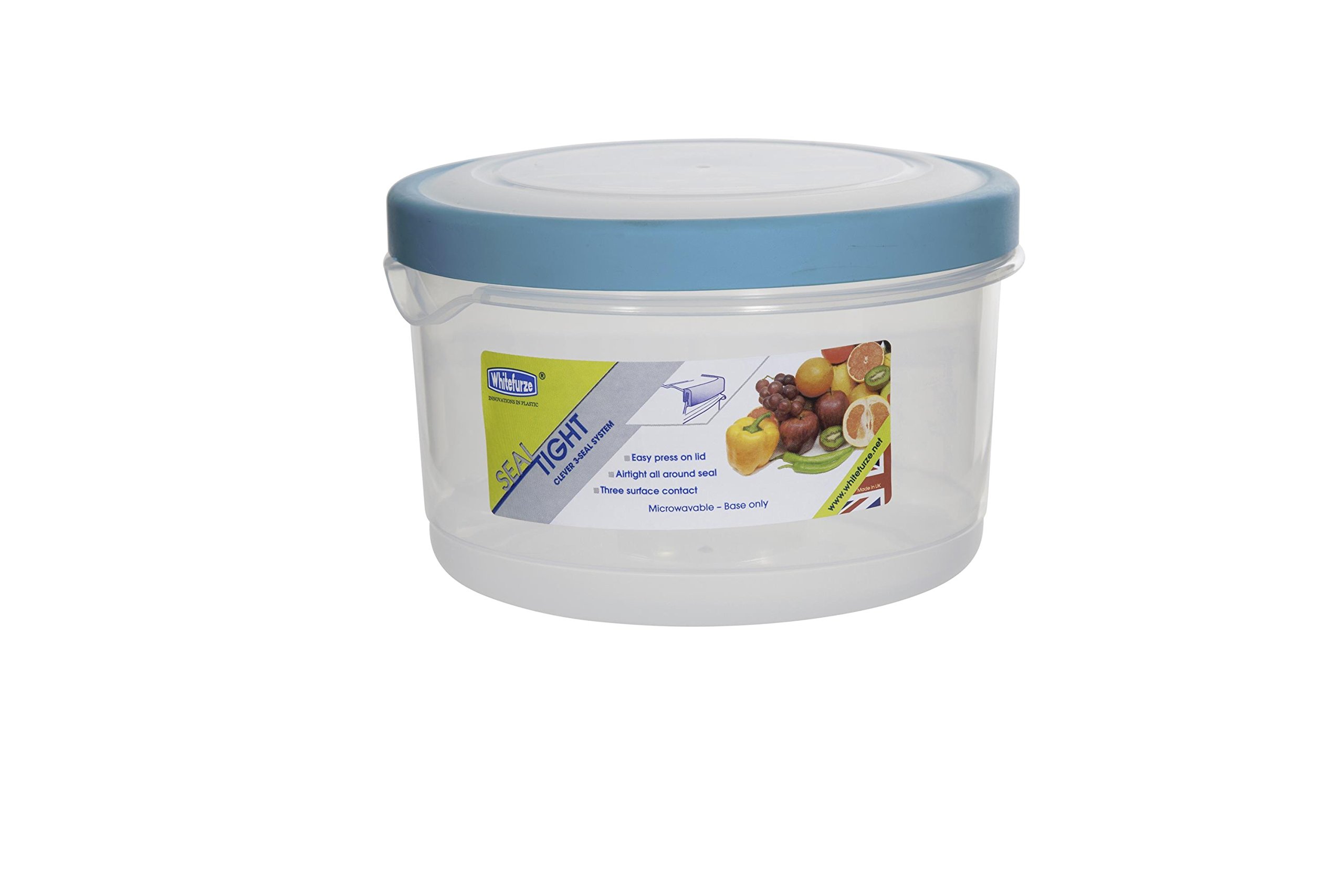 Whitefurze Round Seal Tight Container, Plastic, Teal, 1.2 Litre