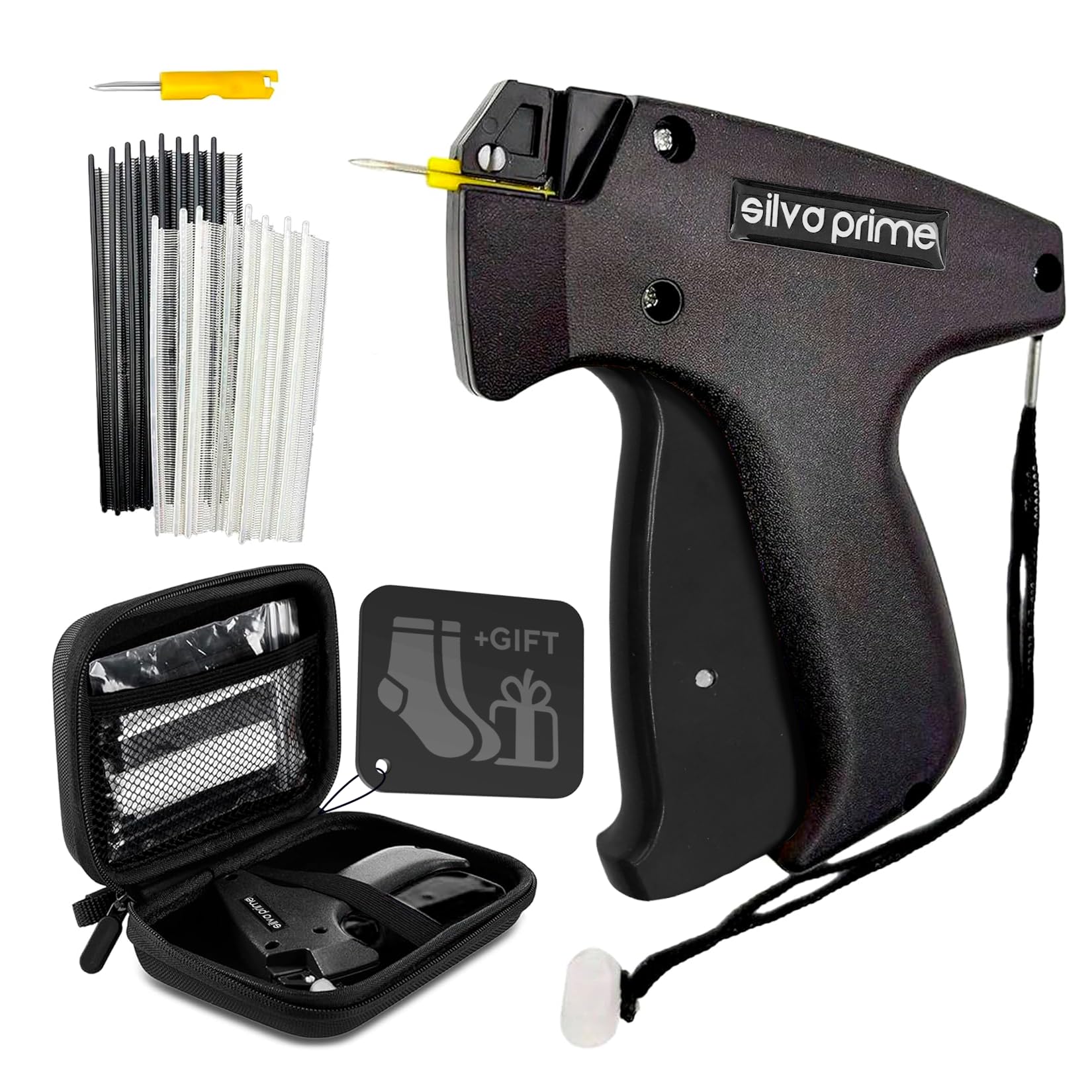 SILVA PRIME 4000 Pcs Stitch Gun for Clothes, Tagging Gun for Clothing | 2000 Black & 2000 White Fasteners, 2 Stainless Steel Needles & Carry Case - Works on All Fabrics