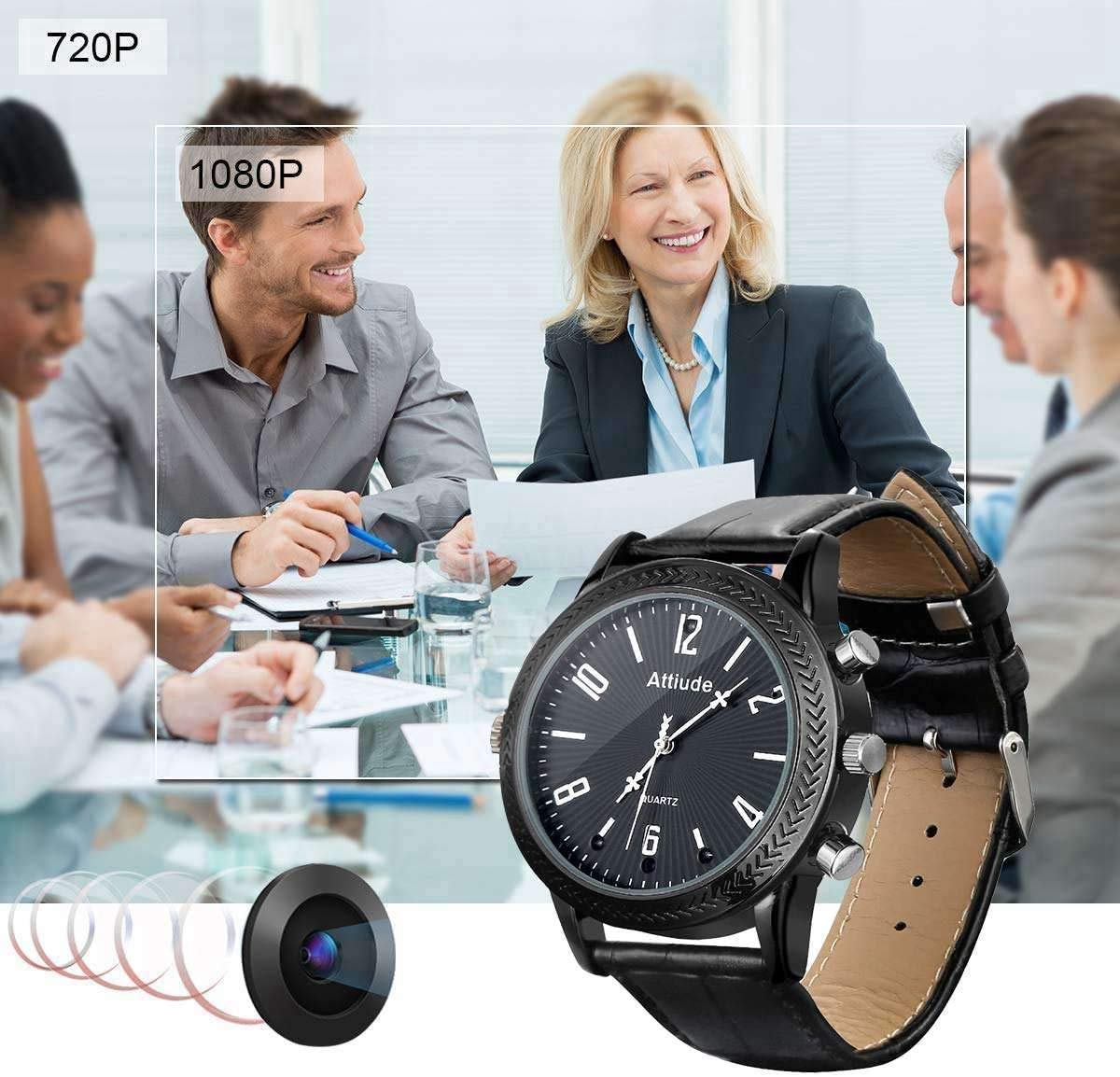 Menborn Appareil Photo Compact avec détecteur de Mouvement Infrarouge 32 Go, Bracelet en Cuir