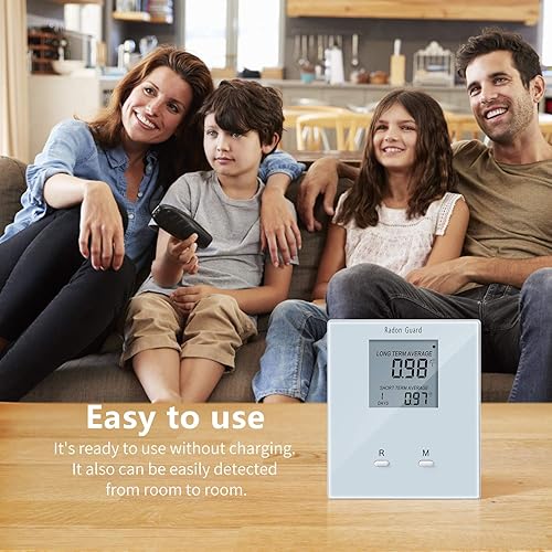 Miniatura 6 de Detector de radón doméstico, medidor de radón portátil, monitor de radón doméstico Elifecity a largo y corto plazo, alimentado por batería, fácil de