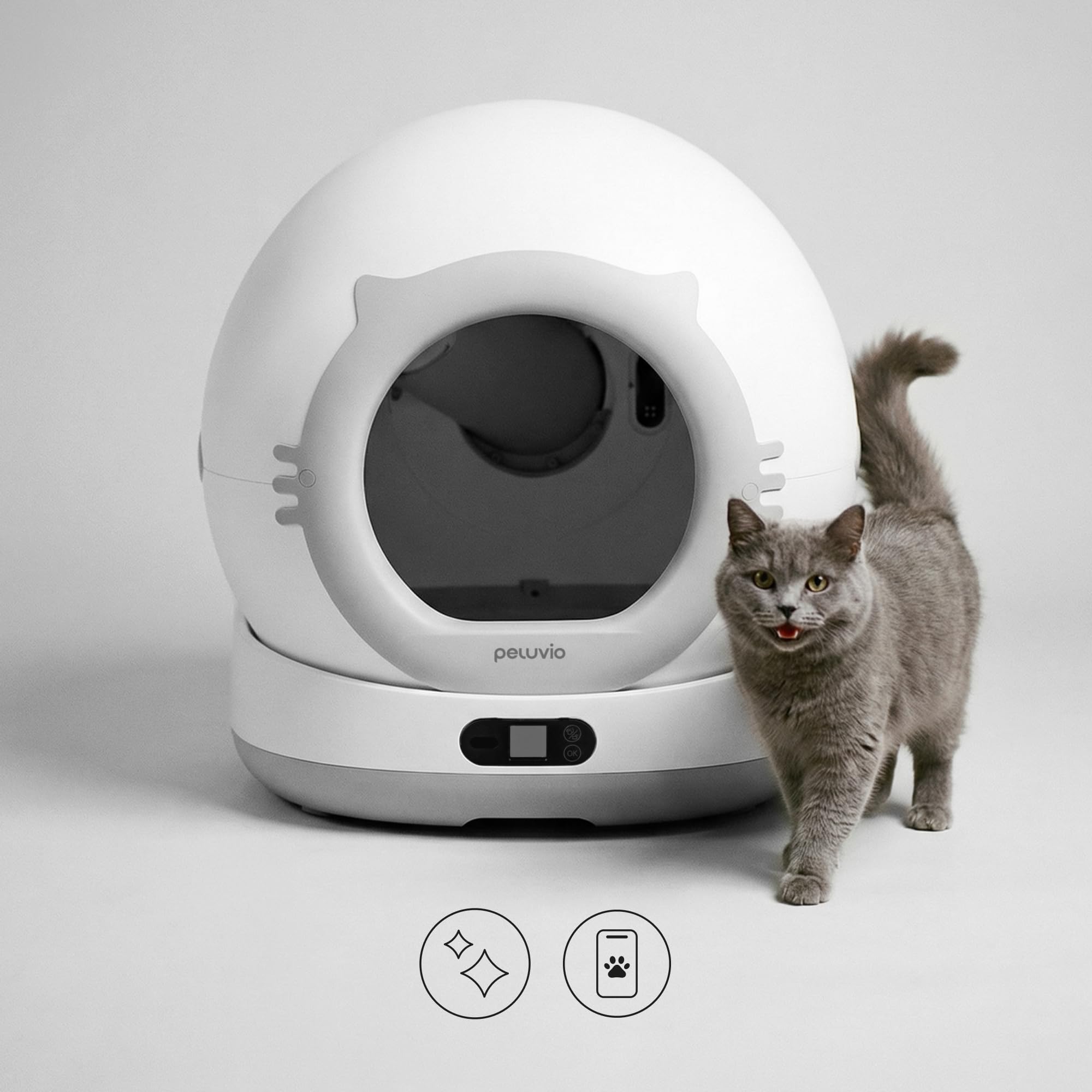 Pearl Lettiera Autopulente per Gatti Wi-Fi con Camera 1080p | Sensore ToF 3D, Capacità 72 L, Contenitore Rifiuti 7 L, App, Touchscreen, 45 dB, per Gatti da 1 a 10 kg