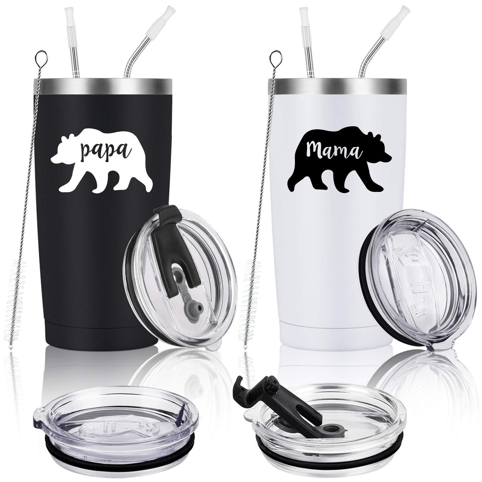 Gingprous Mama Bear Papa Bear Travel Tumbler Set Gifts New