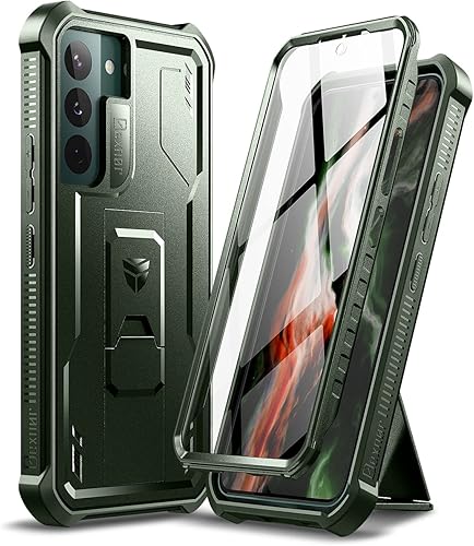 Dexnor Funda para Samsung Galaxy S22, protector de pantalla y soporte integrados Protección de grado militar resistente a prueba de golpes para