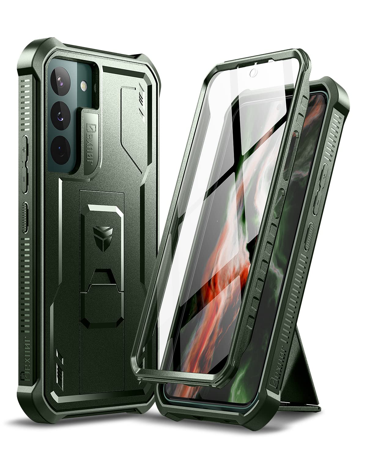 Dexnor for Samsung Galaxy S22 Case, [Built in Screen Protector and Kickstand] Heavy Duty Military Grade Protection Shockproof Protective Cover for