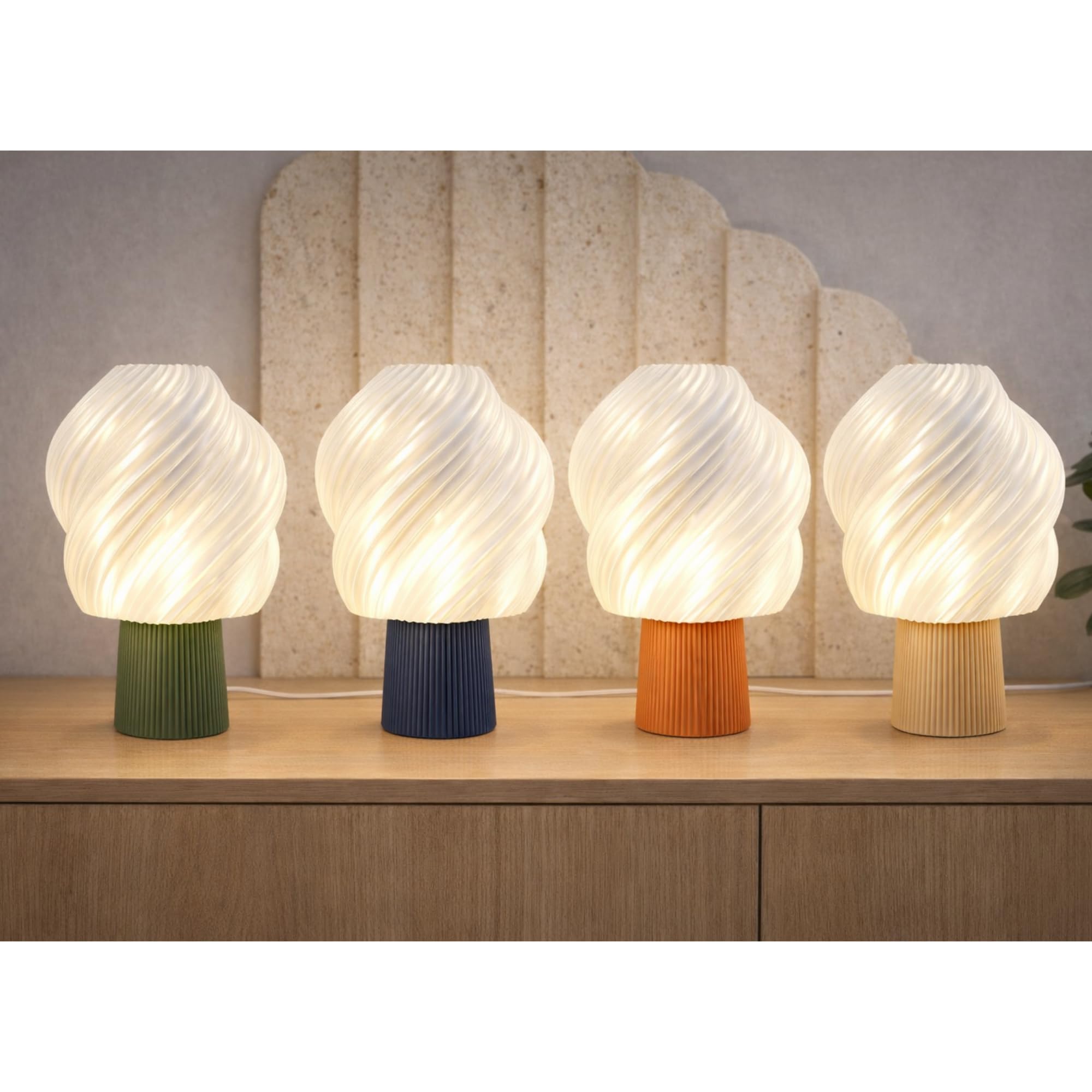 Générique Lampada da tavolo con stampa 3D, realizzata a mano in Francia, illuminazione decorativa moderna