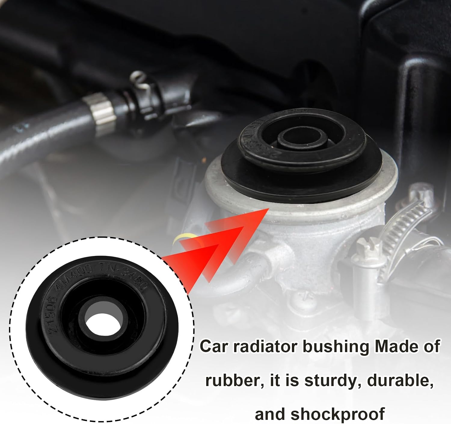 6pcs Upper Lower Car Radiator Mount Bushing, Black Rubber Universal Radiator Support Bushings Automotive Parts Accessories for Quest Cube NV200 and More, 21507-4M400, 21506-4M400