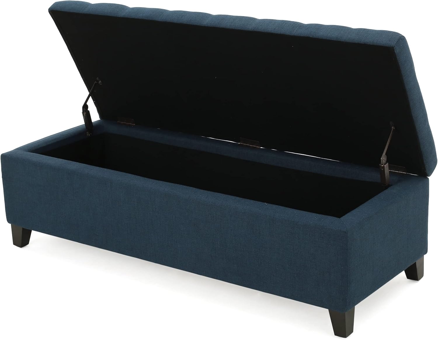 Christopher Knight Home Mission Fabric Storage Ottoman, Dark Blue, 18.75 x 50.50 x 16.00 inches