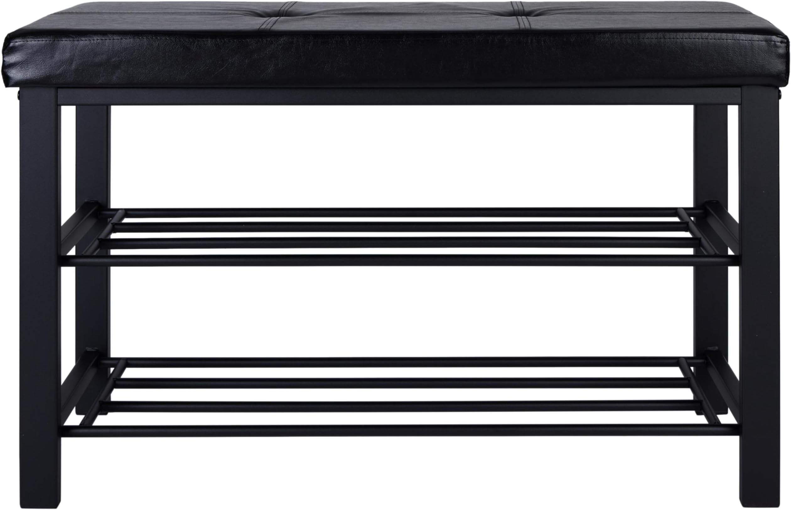 Simplify Storage Bench, Shoe Rack, Ottoman, Tufted, Padded Seating for Entryway, Bedroom, Closet & Hallway, Black