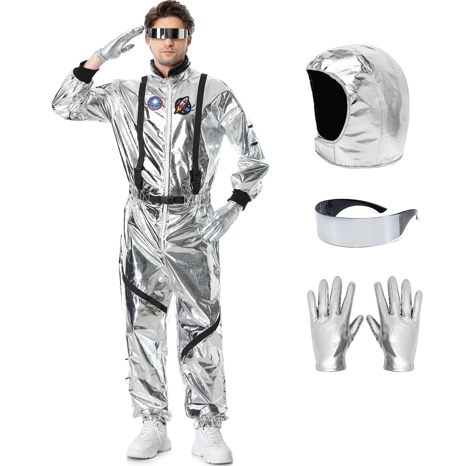 Ragelion Disfraz de astronauta para Halloween, disfraz de espacio, traje de pretend, juego de rol, vestido